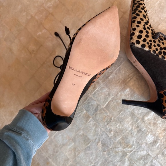 Ulla Johnson Suede & Calf Hair booties animal print brown textured sz 39 cheetah - Picture 6 of 10